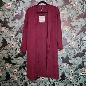 Antthony Original Cardigan Duster Embellished Back Burgundy Open Front XS